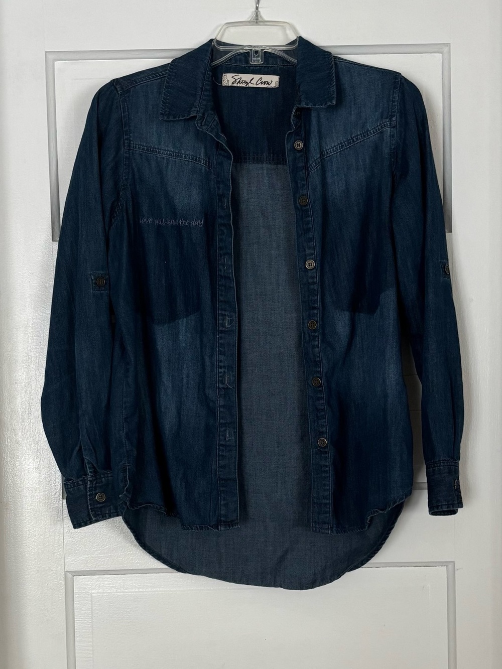 Sheryl Crow Dark Wash Denim Button-Up Shirt